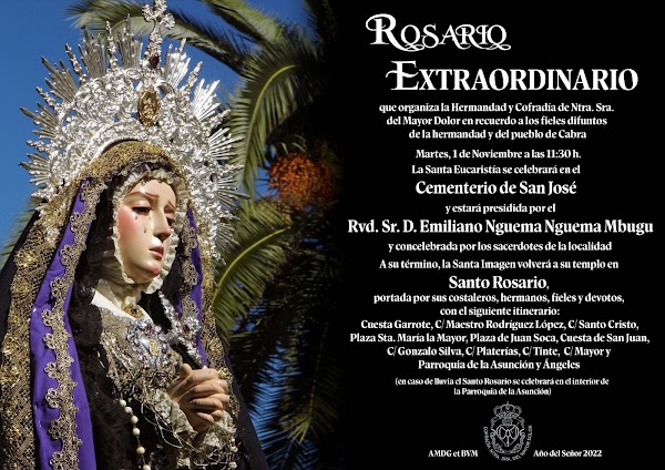 Horario e itinerario del Rosario Extraordinario de la Virgen del Mayor Dolor de Cabra Horario e itinerario del Rosario Extraordinario de la Virgen del Mayor Dolor de Cabra