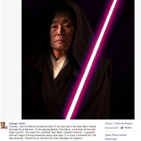 george takei playing master ceti maru in Star wars reboot