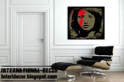 black pop art paining with rouge spot, modern pop art painting colors