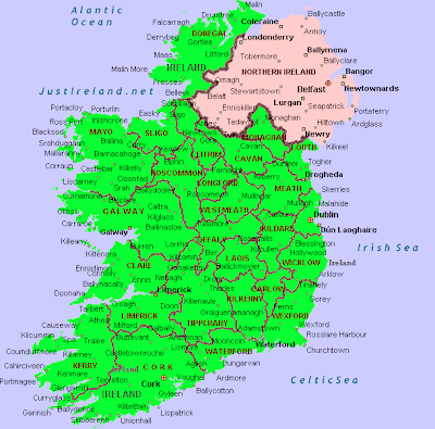 Kort over Irland Land