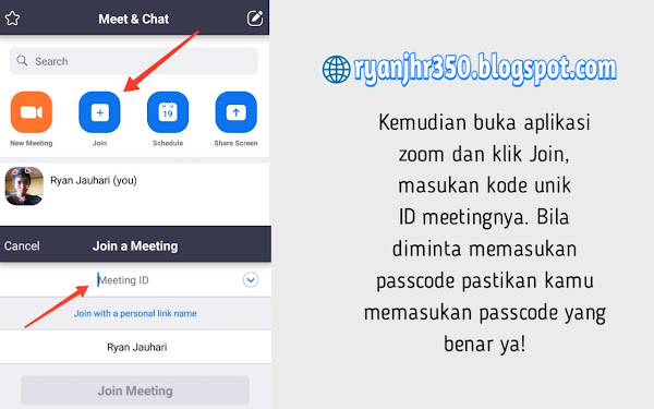 Memasukan id meeting ke aplikasi zoom