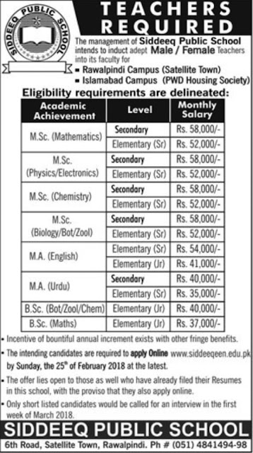 Teaching-Jobs-Siddique-Public-School-Rawalpindi