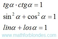 The main ratios on types of trigonometric functions. Mathematics For Blondes.
