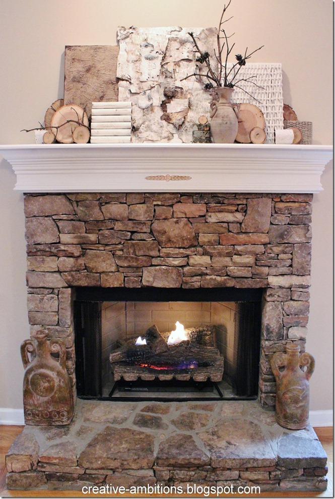 Natural Rustic Winter Mantel Frnt