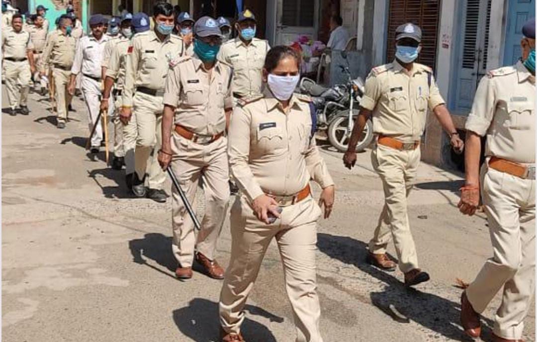 Police led flag march under police station in-charge