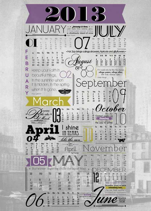 2013 calendar design