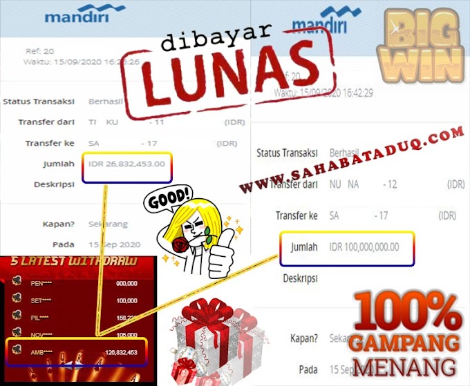 Boom Kemenangan Besar Di SahabatQQ , Modal Jutaan Menang Ratusan Juta  , Buruan Bergabung dan Raih kemenangan Mudah Di SahabatQQ