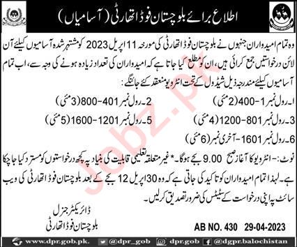 Balochistan Food Authority Management Jobs In Quetta 2023