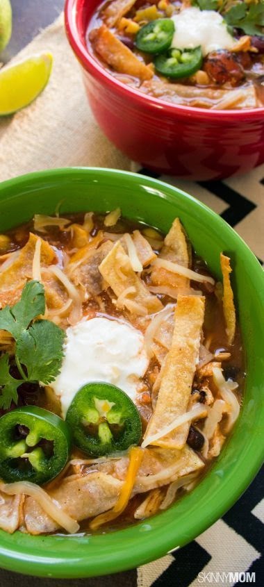 Skinny Slow Cooker Chicken Tortilla Soup 