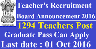 TRB Teacher Recruitment Board 1294 Job Notification 2016