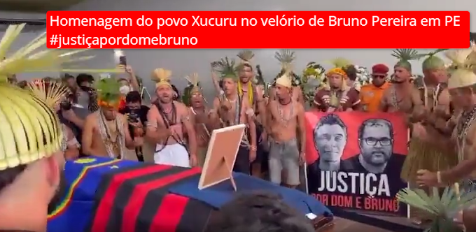 Homenagem do povo Xucuru no velório de Bruno Pereira em PE - Vídeo