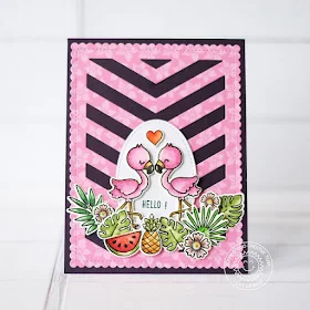 Sunny Studio Stamps: Frilly Frames Dies Fabulous Flamingos Home Sweet Gnome Backyard Bugs Fluffy Clouds Stitched Ovals Cards by Lexa Levana and Rachel Alvarado