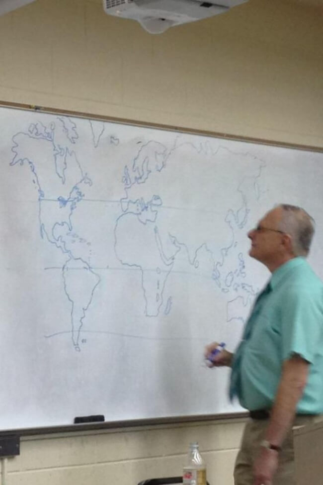 16 Inspiring Photos Prove That Teachers Can Have A Great Sense Of Humor - As there was no map in the classroom, our teacher decided to draw one.