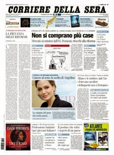 Corriere della Sera del 15 Maggio 2013 | ISSN 1120-4982 | TRUE PDF | Quotidiano | Cronaca | Politica
Il Corriere della Sera è uno storico quotidiano italiano, primo per diffusione, con 445.000 copie di media giornaliera nel luglio 2012. Ha sede a Milano ed è pubblicato da RCS MediaGroup.
Il Corriere della Sera nacque nel febbraio del 1876 quando Eugenio Torelli Viollier, direttore de La Lombardia, e Riccardo Pavesi, editore della medesima, decisero di fondare un nuovo giornale.