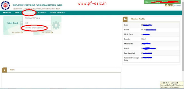 Step 2 Modify Basic Details in EPF