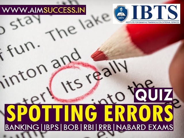 Spotting Errors for SBI PO Clerk RRB 2018 13 June