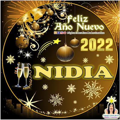 Nombre NIDIA por Año Nuevo 2022 - Cartelito mujer