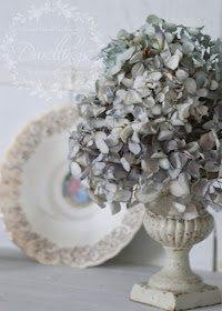 Farmhouse style guest room and hydrangea