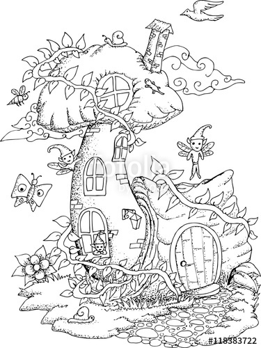 dennyranchart fairy house  coloring pages for kids