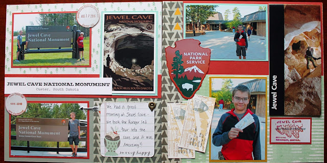 Jewel Cave National Park scrapbook page layout