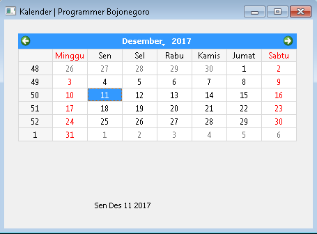 Membuat Kalender Sederhana Di Python Dengan Memanfaatkan Library PySide