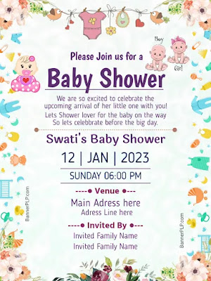 baby shower invitation card english