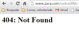 Mensaje de error "not found" en la web de Zara, Inditex