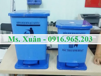 Cung cấp thùng đựng rác bệnh viện xanh dương có đạp chân