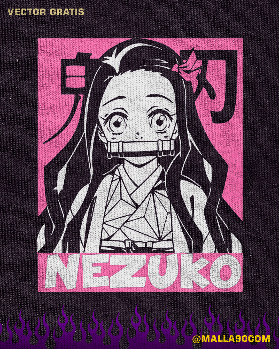 vector gratis de anime kimetzu no yaiba nezuko