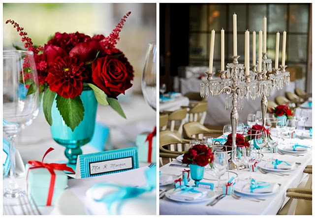 turquoise wedding table decorations