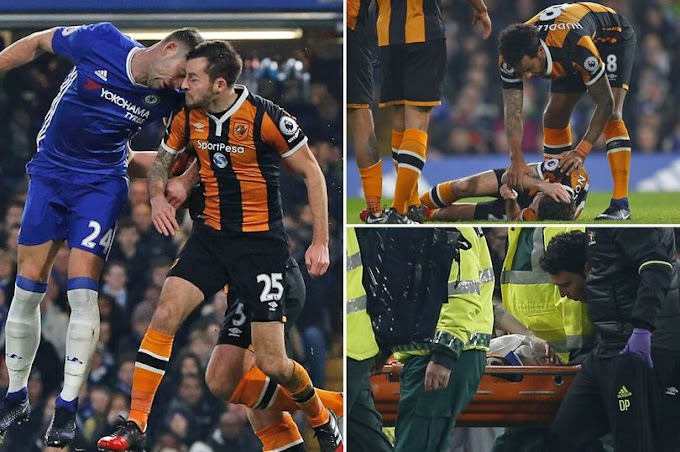 SPORT: Ryan Mason Taken To Hospital After Nasty Collision With Chelsea Star Gary Cahill