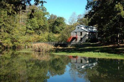 this is the tranquil view of Evins Mill on the road to the inn