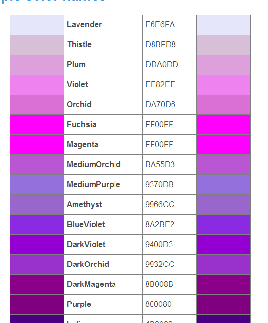 !Cherry blossom!: HTML Color codes