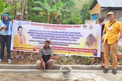 PKM Meningkatkan Keterampilan Petani Tadah Hujan Membuat Saluran Pembuangan Air Kotor Rumah Tangga Yang Aman dan Sehat Desa Samangki Kec. Simbang Kabupaten Maros Provinsi Sulawesi Selatan