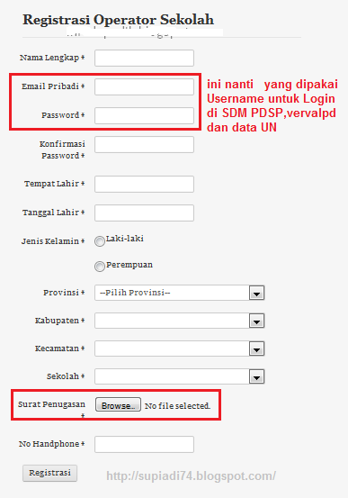 CARA PENDAFTARAN/REGISTRASI OPERATOR DI SDMPDSP Sekolah yang belum registrasi di SDM