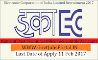 Electronics Corporation of India Limited Recruitment 2017 –Technical Officer, Scientific Assistant