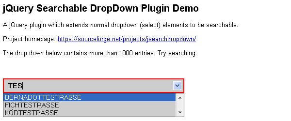 jQuery Searchable DropDown Plugin