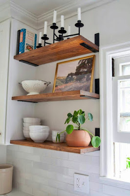 diy kitchen shelving with wood