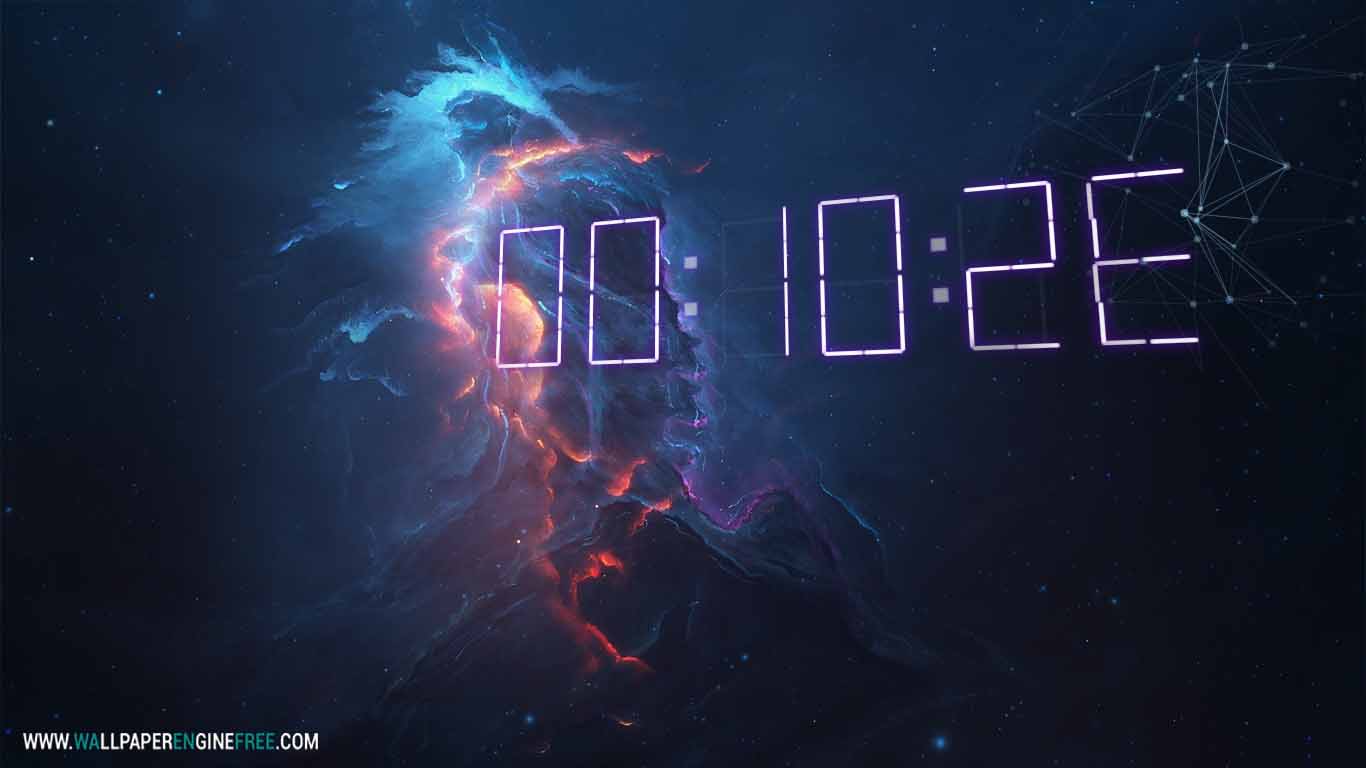 Atlantis Fire 3D  Digital Clock Wallpaper  Engine  