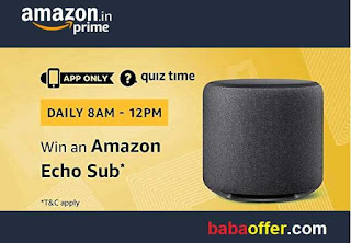 Amazon Echo Sub Quiz Time Contest Answers 14 December 2018