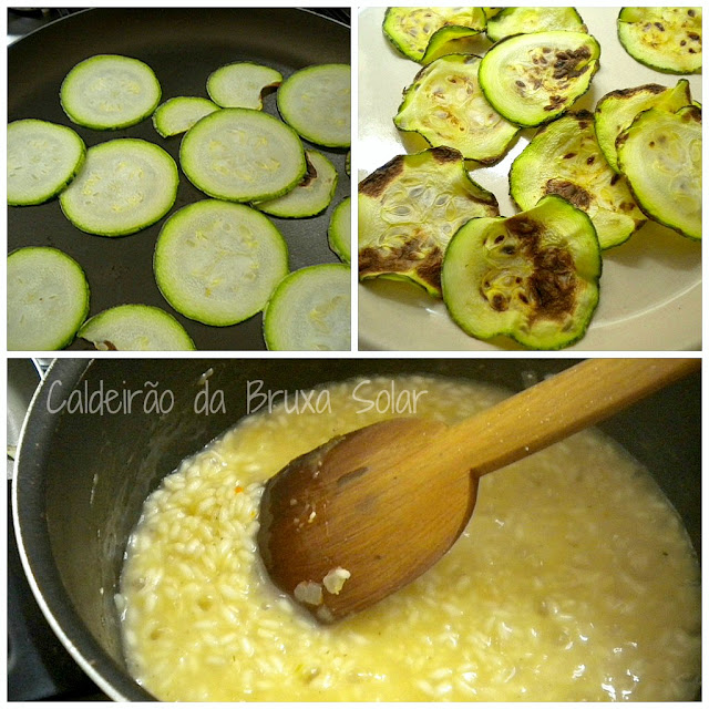 Risotto al pesto com chips de abobrinha