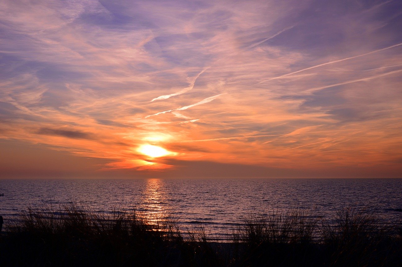 Gambar Pemandangan Pantai Malam Hari Sunset Yang Indah HD 