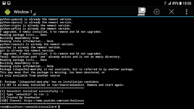  Social Engineering Toolkit على تارموكس