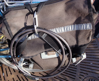 carabiner clip on a Carradice bike bag