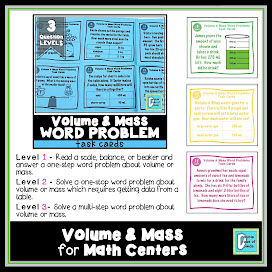 How to Teach Metric Measurement for Third Grade - Volume Mass for Math Centers - Word Problem Task Cards