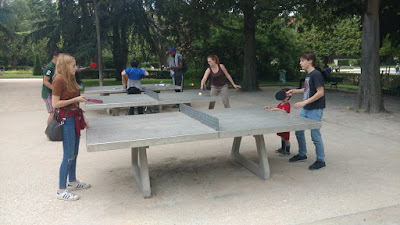 playing ping pong at Parisan park