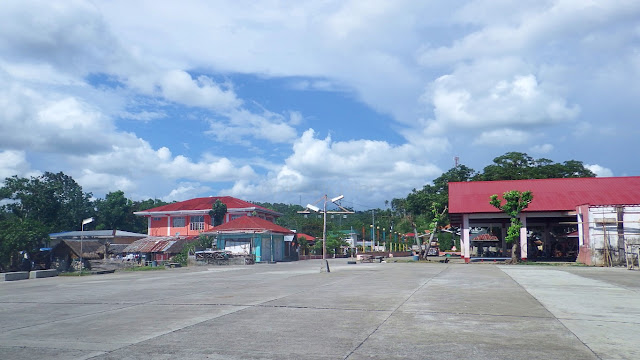 view of municipal hall and multipurpose building from the wharf of Motiong Samar