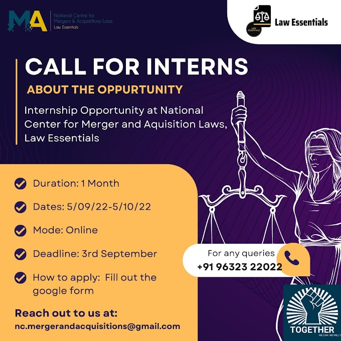  Internship Opportunity at the National Centre for Mergers & Acquisitions Laws