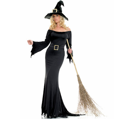 Sexy Witch long black Halloween Costume Wallpaper