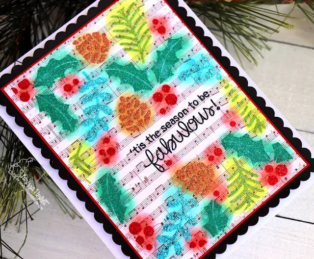 Tis' the Season to be Fabulous by Larissa Heskett for Newton's Nook Designs using Holiday Foliage Stencil, Frames and Flags Die Set, WoW Embossing Glitter Powder, TE Cardstock & Distress Oxide Inks #newtonsnook #wowembossing #holidaycards